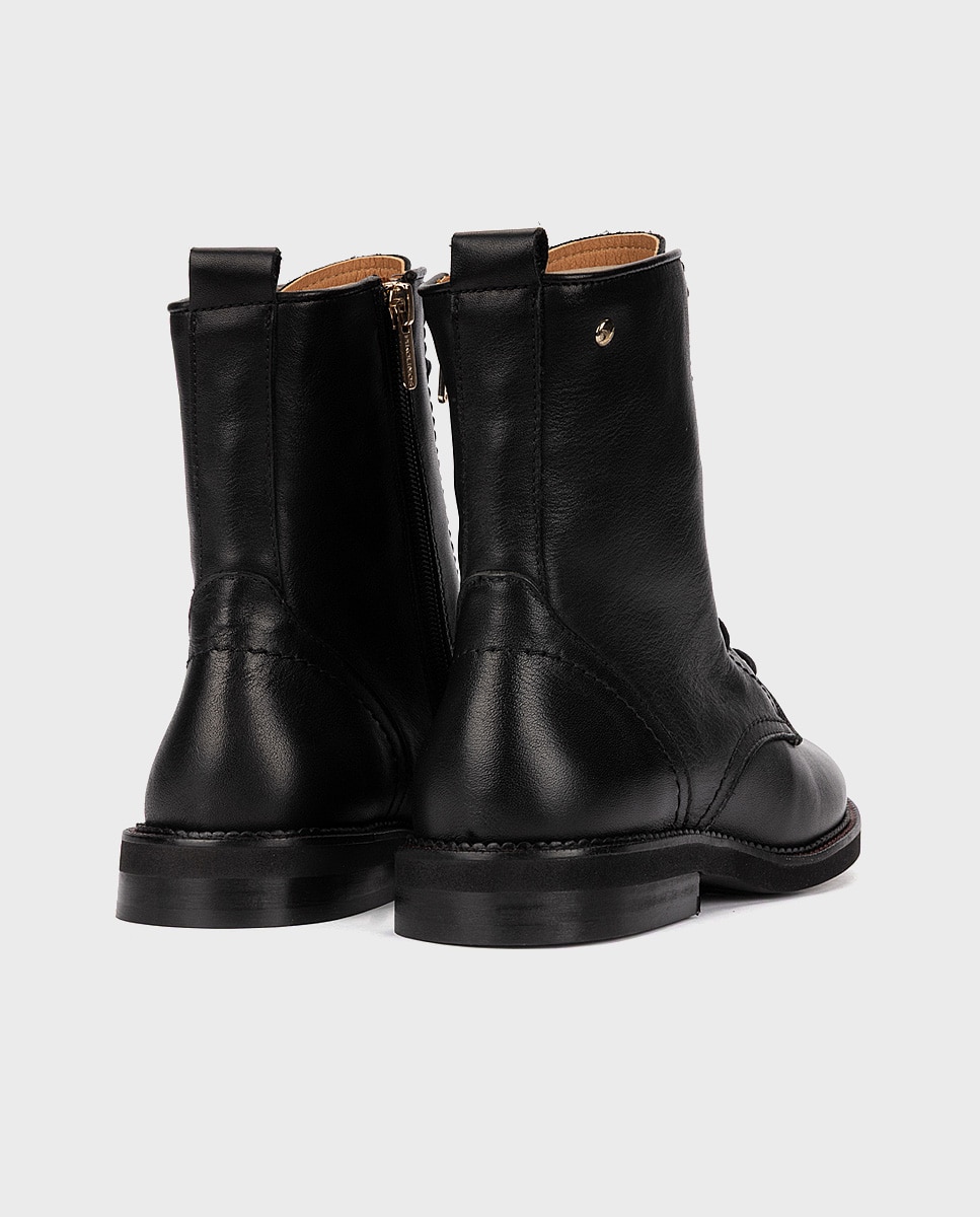 Botines planos de mujer de piel con suela extraligera - Pikolinos - Negro Negro-2