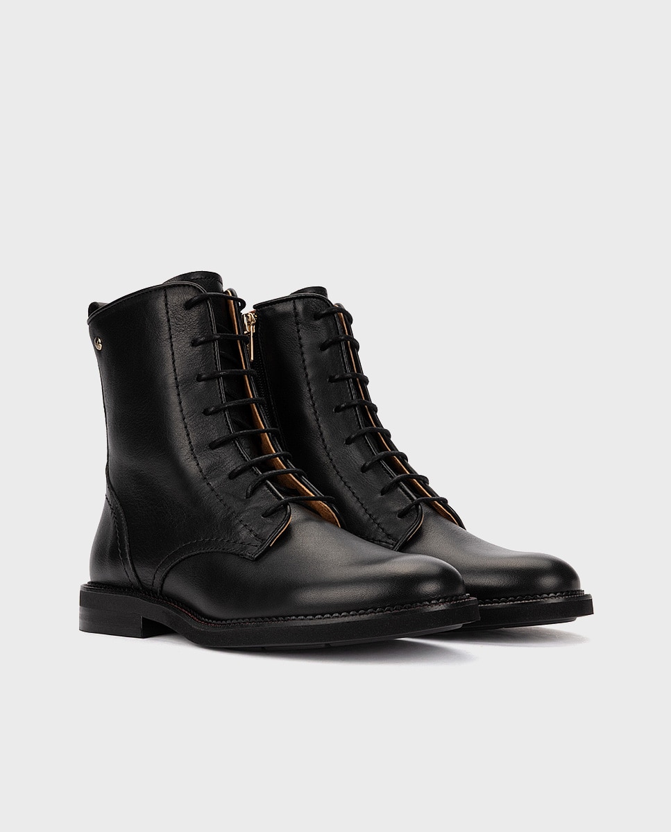 Botines de mujer de piel con suela extraligera - Pikolinos - Negro Negro-3