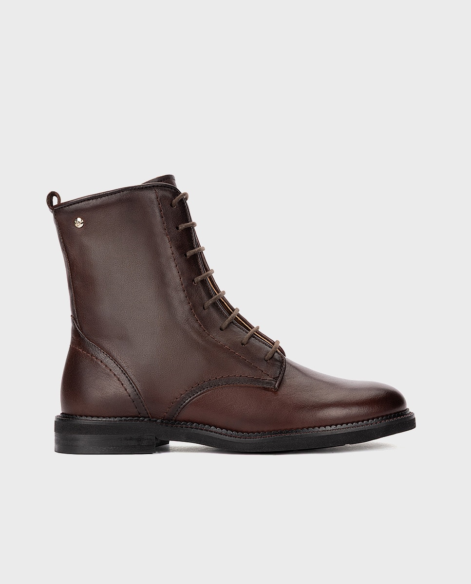 Botines planos de mujer de piel con suela extraligera - Pikolinos - Marrón oscuro Marrón oscuro-1