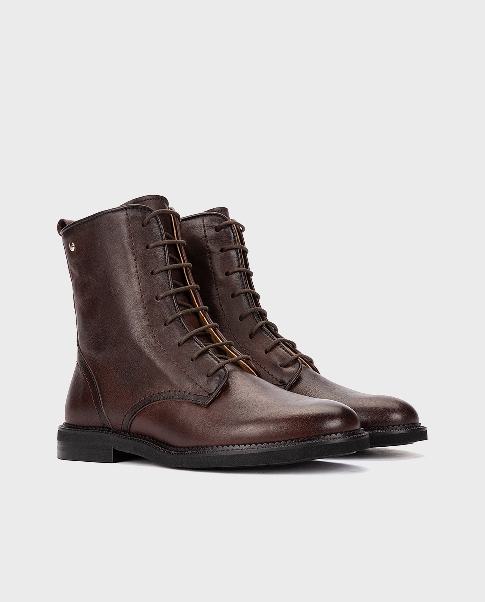 Botines planos de mujer de piel con suela extraligera - Pikolinos - Marrón oscuro Marrón oscuro-3