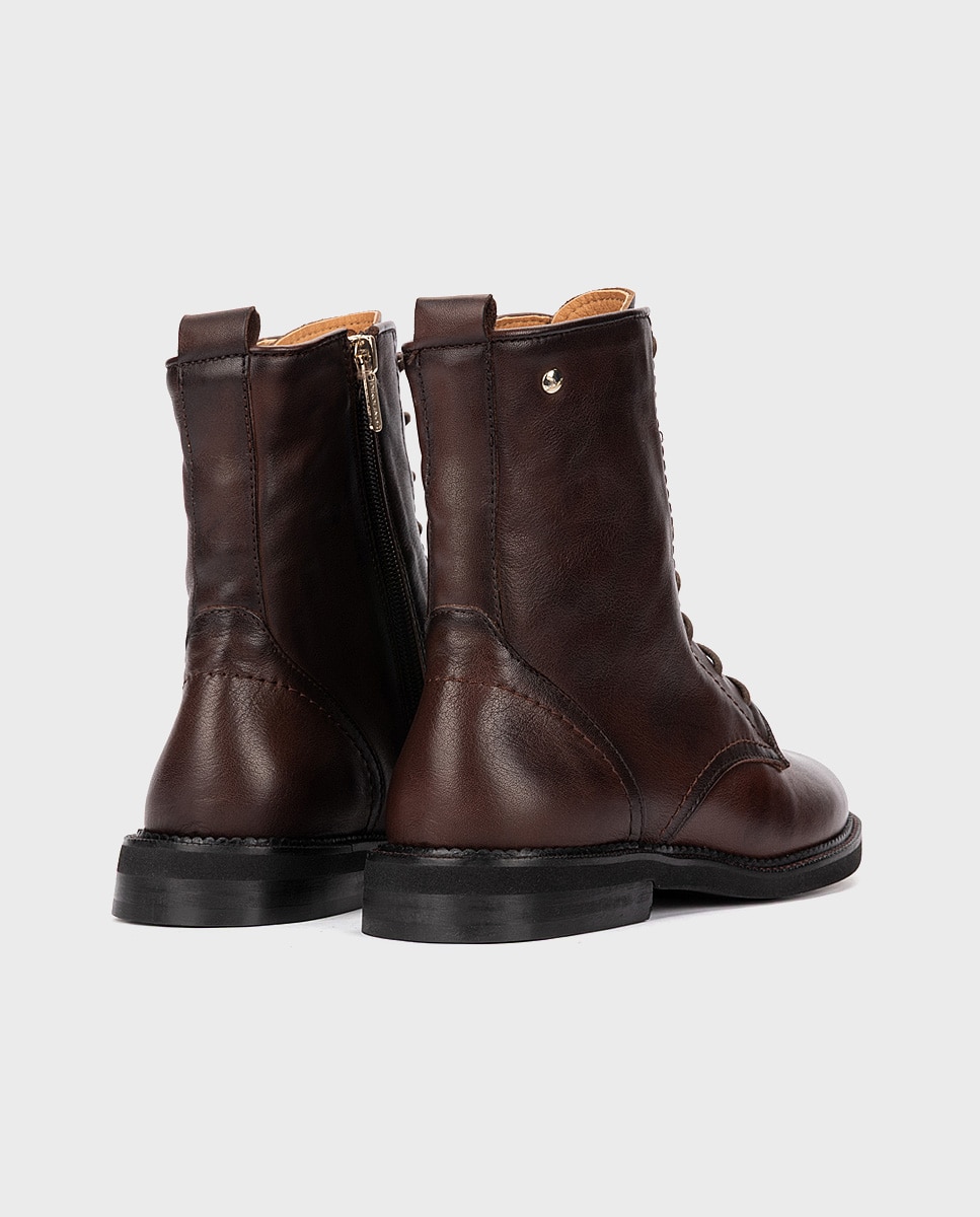 Botines planos de mujer de piel con suela extraligera - Pikolinos - Marrón oscuro Marrón oscuro-2