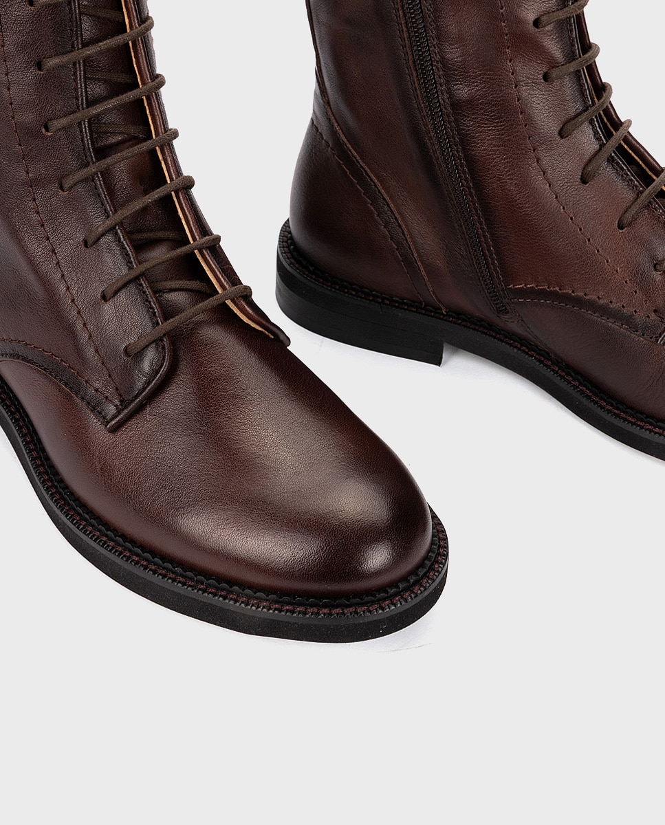 Botines planos de mujer de piel con suela extraligera - Pikolinos - Marrón oscuro Marrón oscuro-4