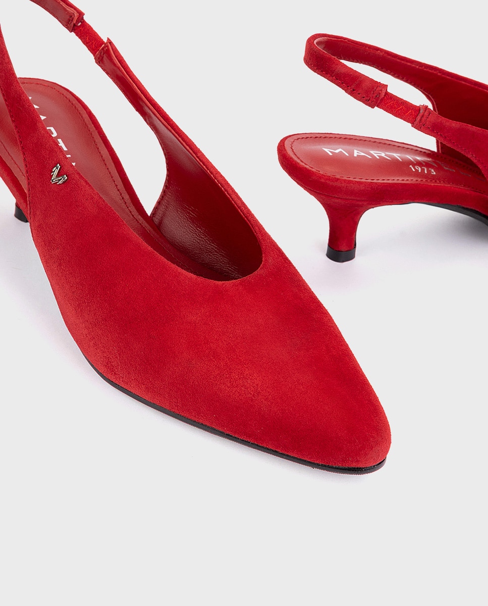 Zapatos de tacón de mujer de piel serraje - Martinelli - Rojo Rojo-4