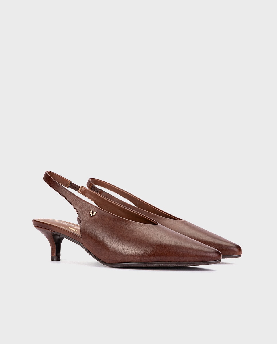 Zapatos de tacón de mujer de piel con elástico en color - Martinelli - Marrón oscuro Marrón oscuro-3