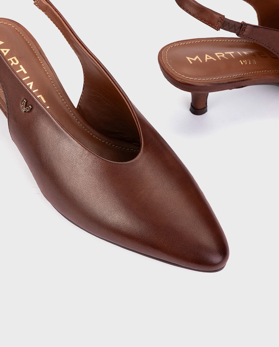 Zapatos de tacón de mujer de piel con elástico en color - Martinelli - Marrón oscuro Marrón oscuro-4
