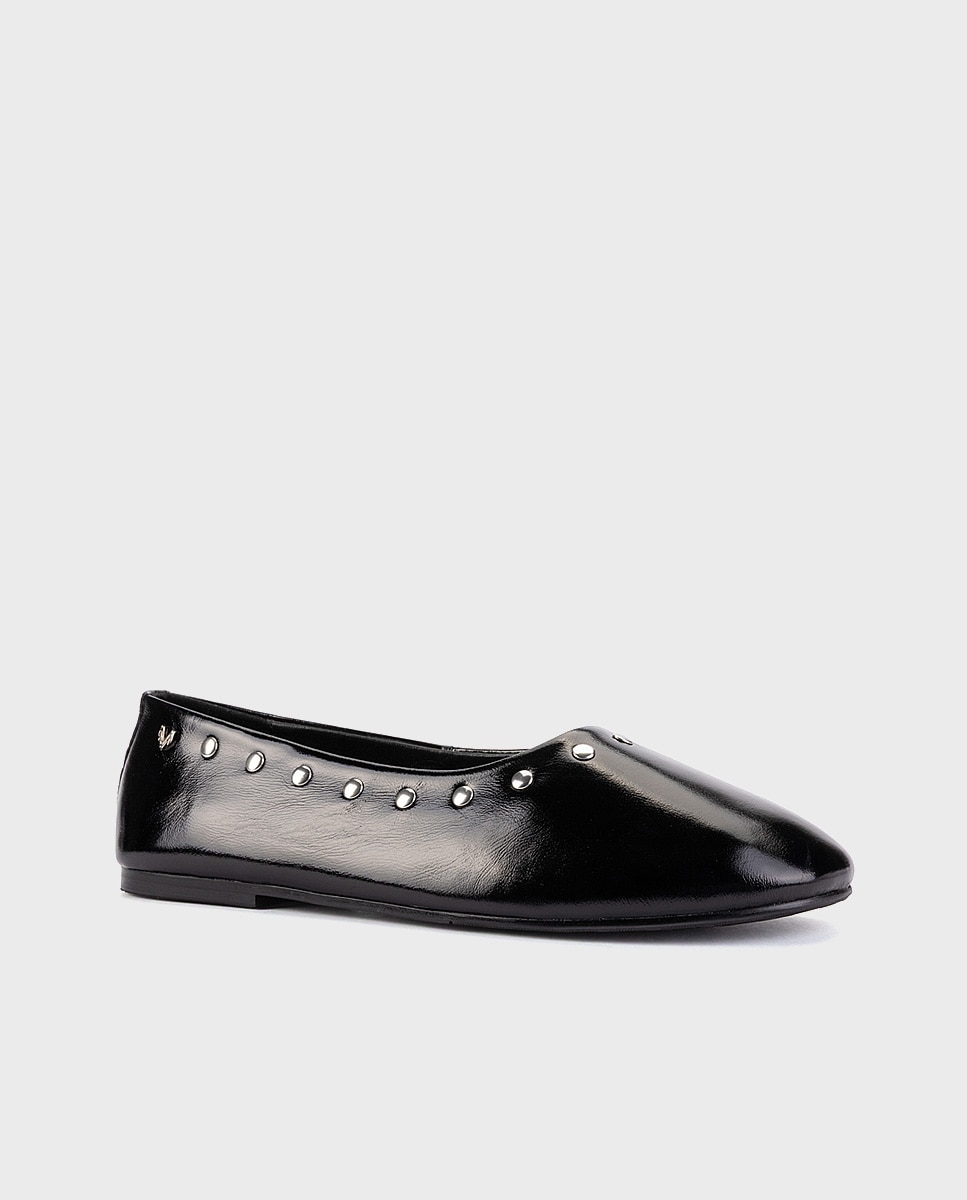 Bailarinas de mujer de piel con tachas en color - Martinelli - Negro Negro-1