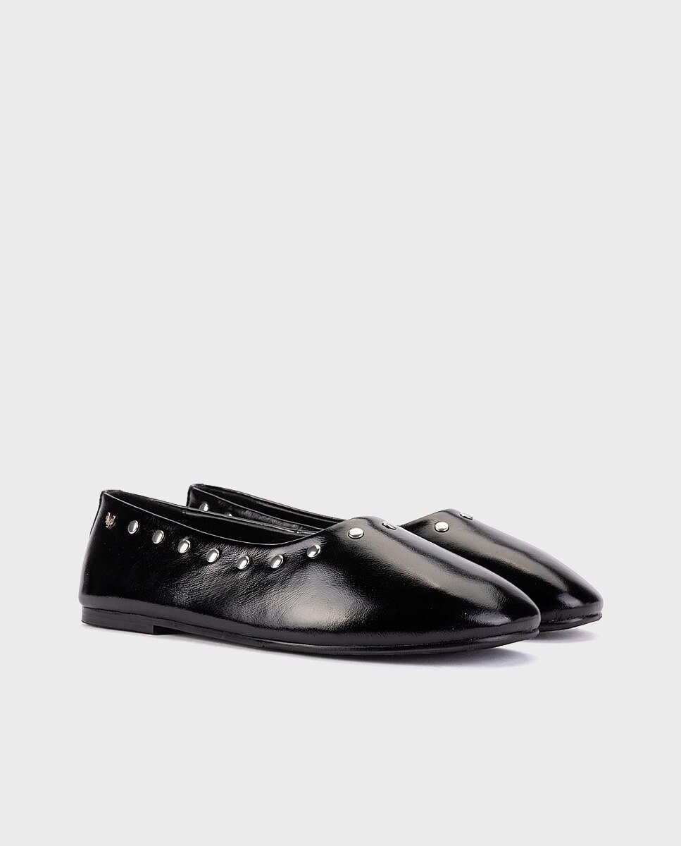 Bailarinas de mujer de piel con tachas en color - Martinelli - Negro Negro-3