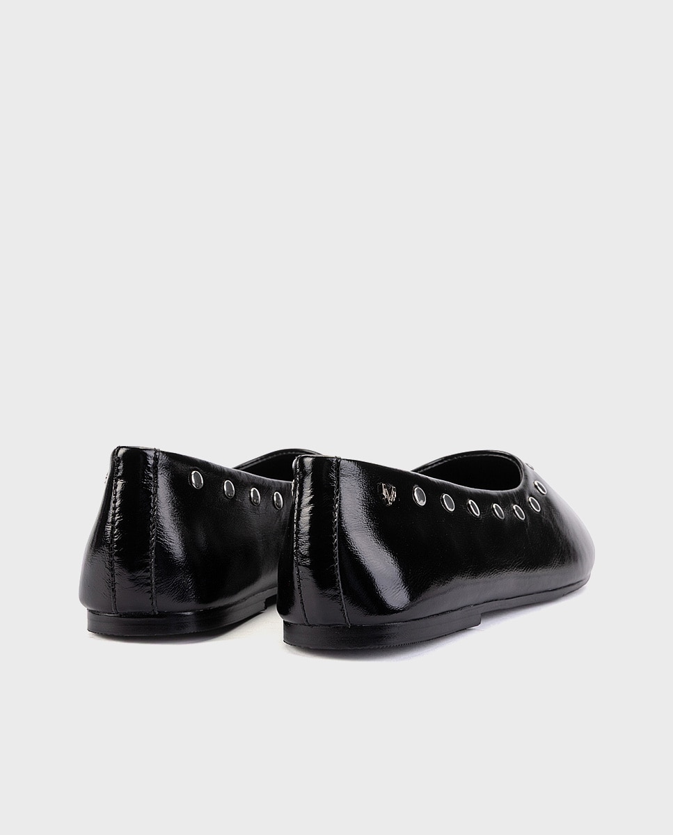 Bailarinas de mujer de piel con tachas en color - Martinelli - Negro Negro-2