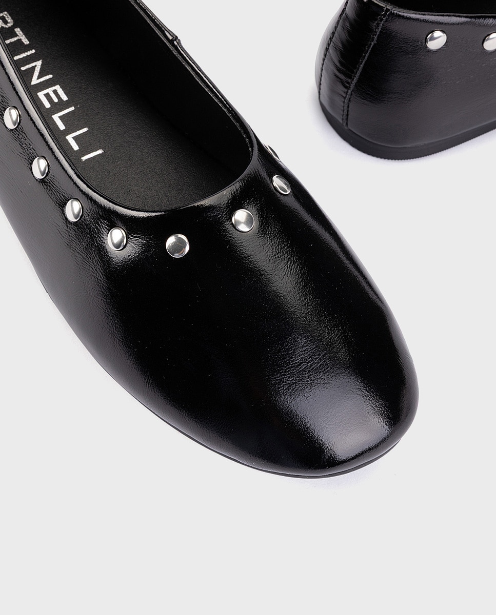 Bailarinas de mujer de piel con tachas en color - Martinelli - Negro Negro-4