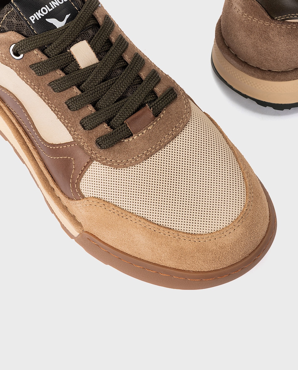 Imagen 4 de Zapatillas de hombre de piel con plantilla Memory Foam extraíble - Pikolinos - Crema Crema