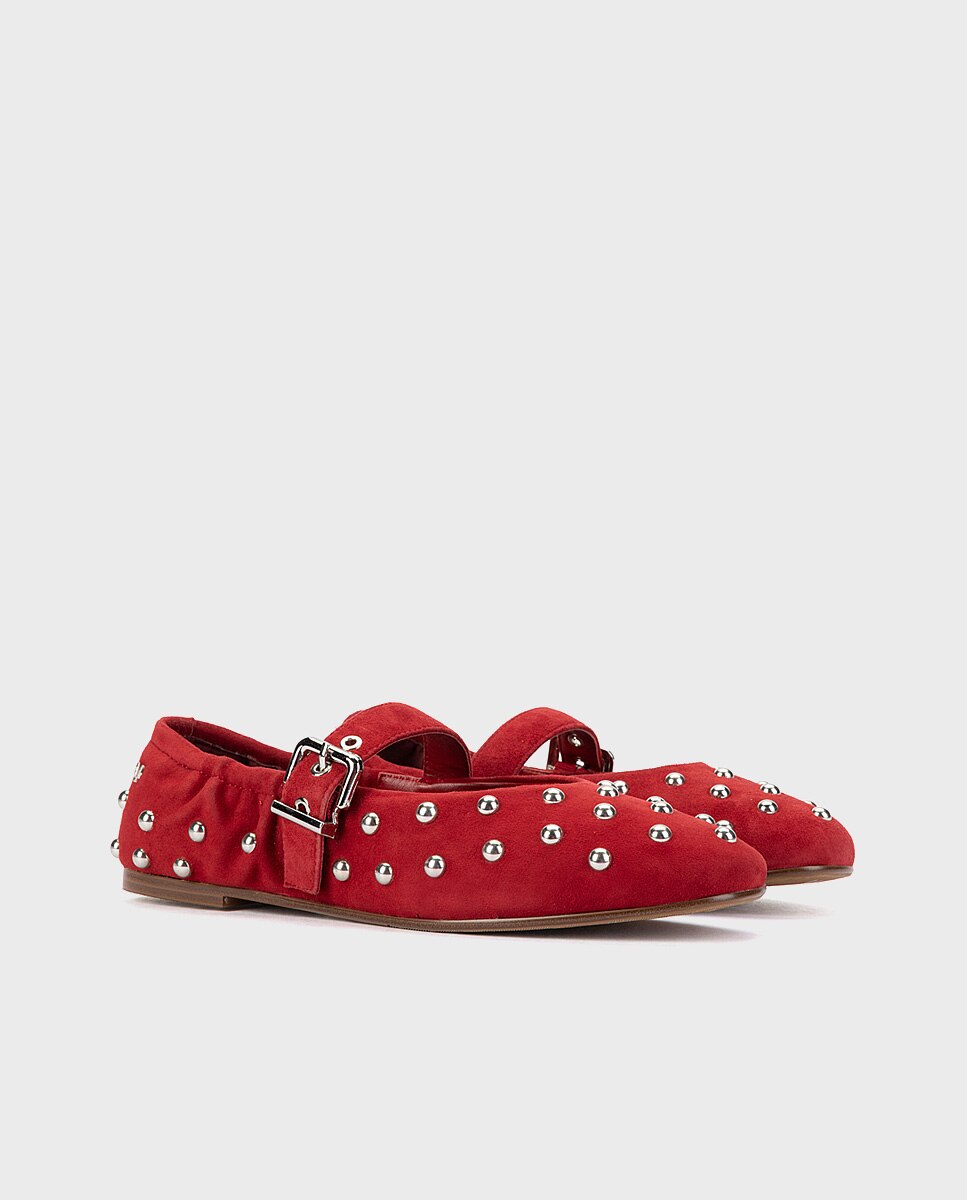 Bailarinas de mujer de piel con tachas - Martinelli - Rojo Rojo-3