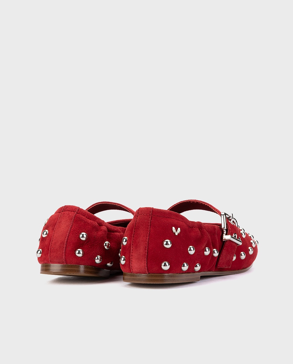 Bailarinas de mujer de piel con tachas - Martinelli - Rojo Rojo-2