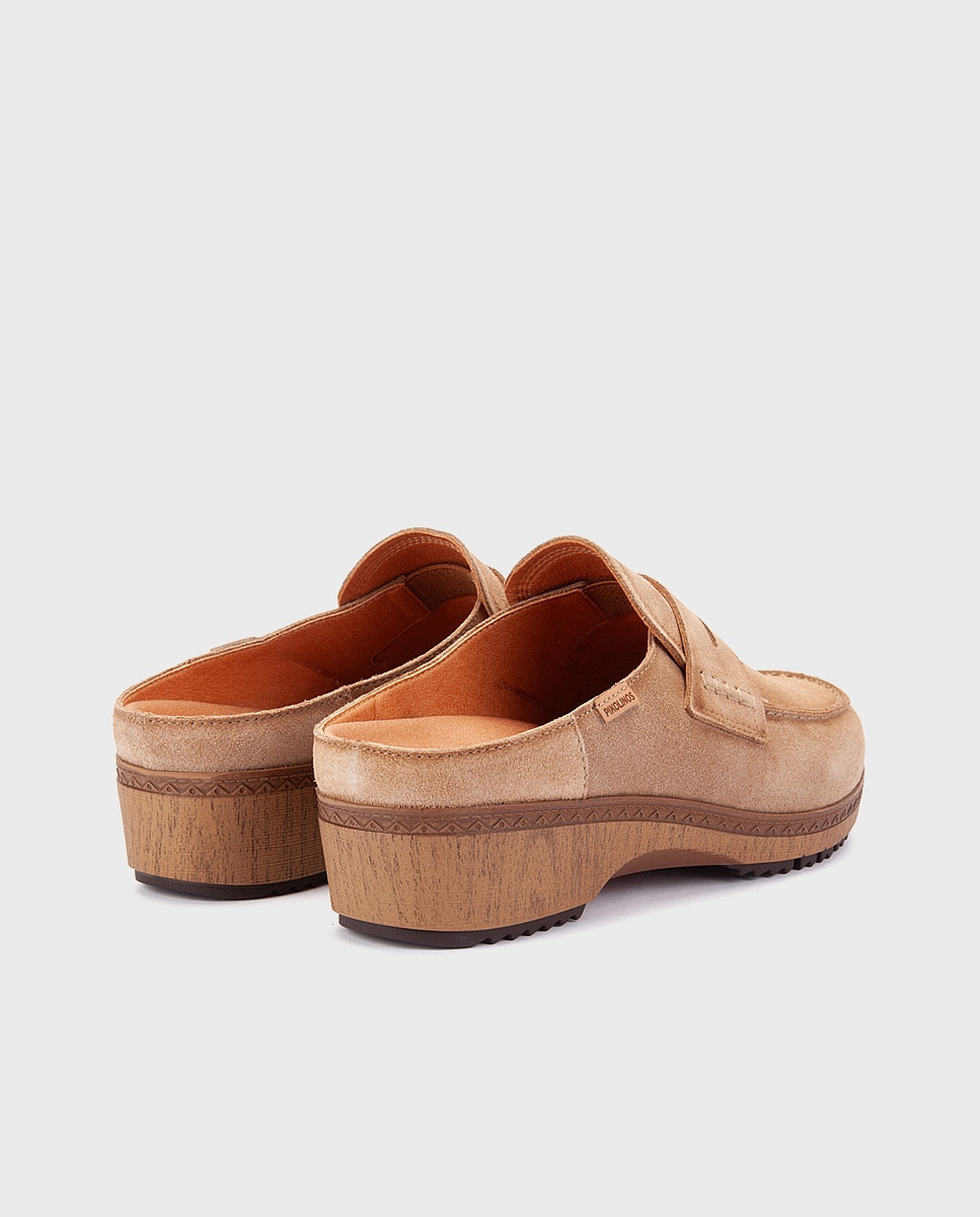 Zuecos de mujer de piel con plantilla memory foam extraíble - Pikolinos - Marrón Marrón-2