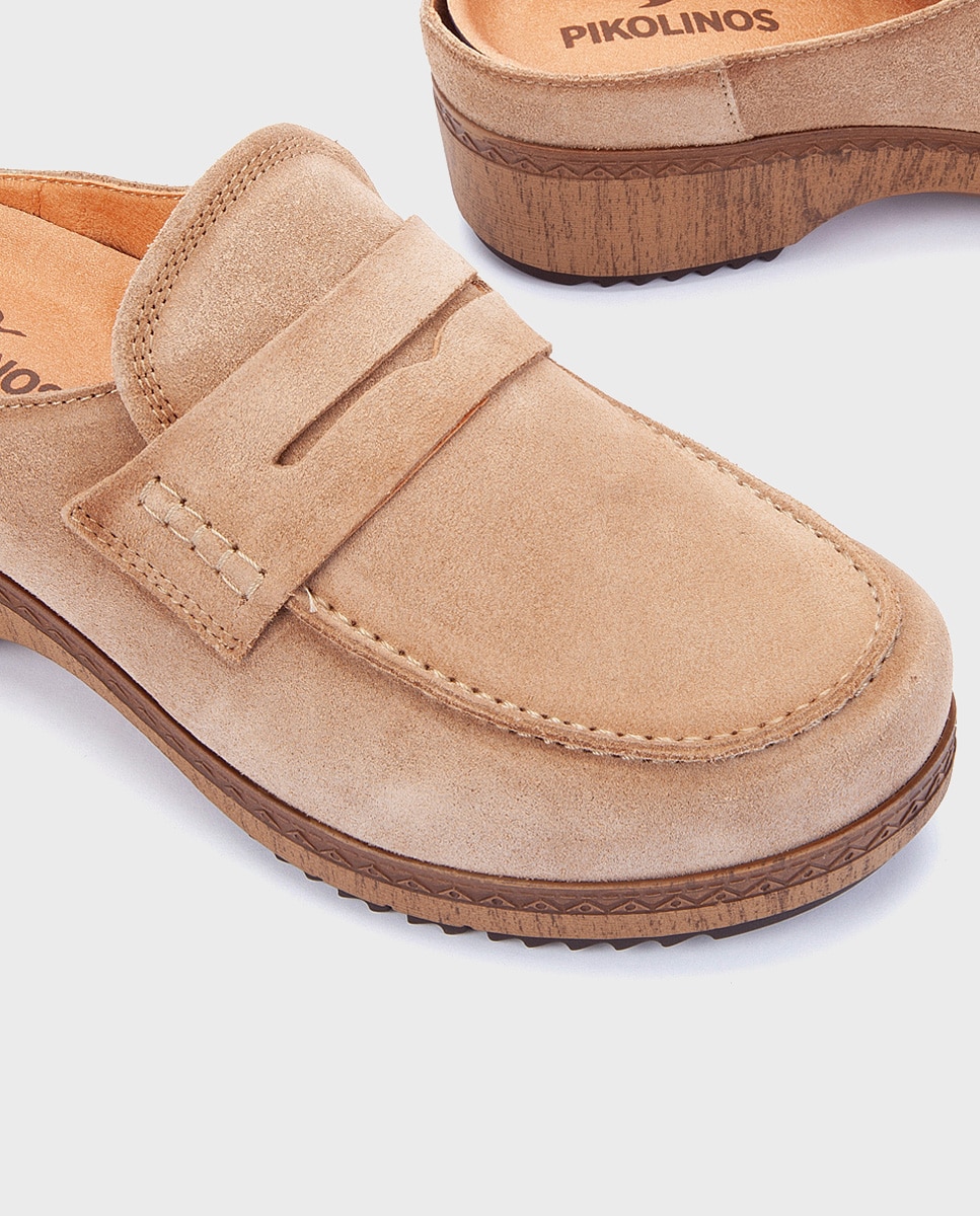 Zuecos de mujer de piel con plantilla memory foam extraíble - Pikolinos - Marrón Marrón-4