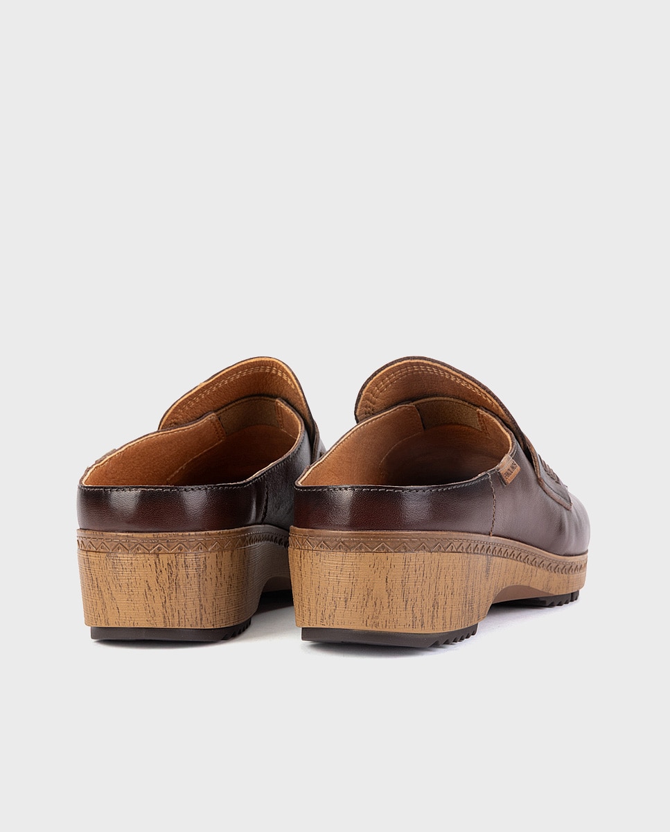 Imagen 2 de Zuecos de mujer de piel con plantilla memory foam extraíble - Pikolinos - Marrón oscuro Marrón oscuro