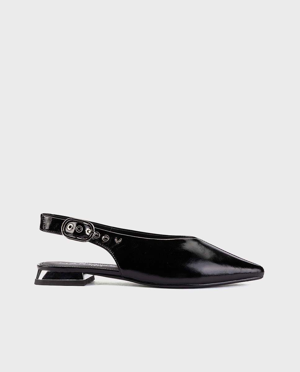 Bailarinas de mujer de piel con hebilla en color - Martinelli - Negro Negro-1
