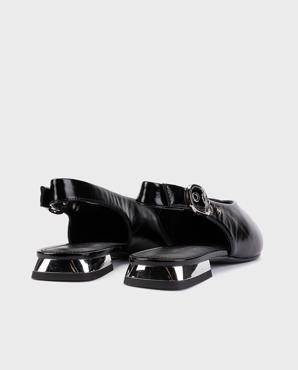 Bailarinas de mujer de piel con hebilla en color - Martinelli - Negro Negro-2