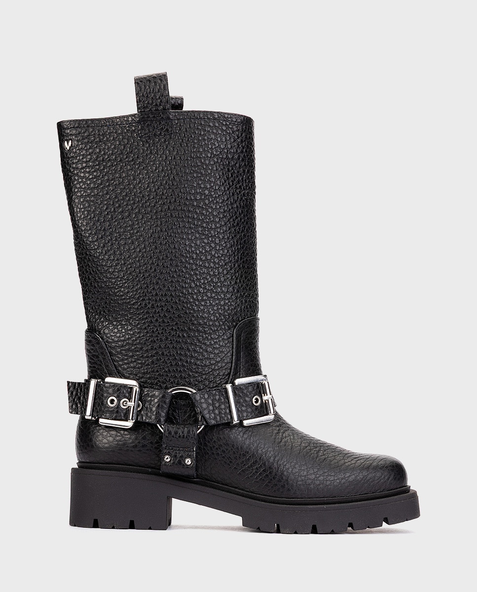 Imagen 0 de Botas de mujer de piel con correa en color negro Negro