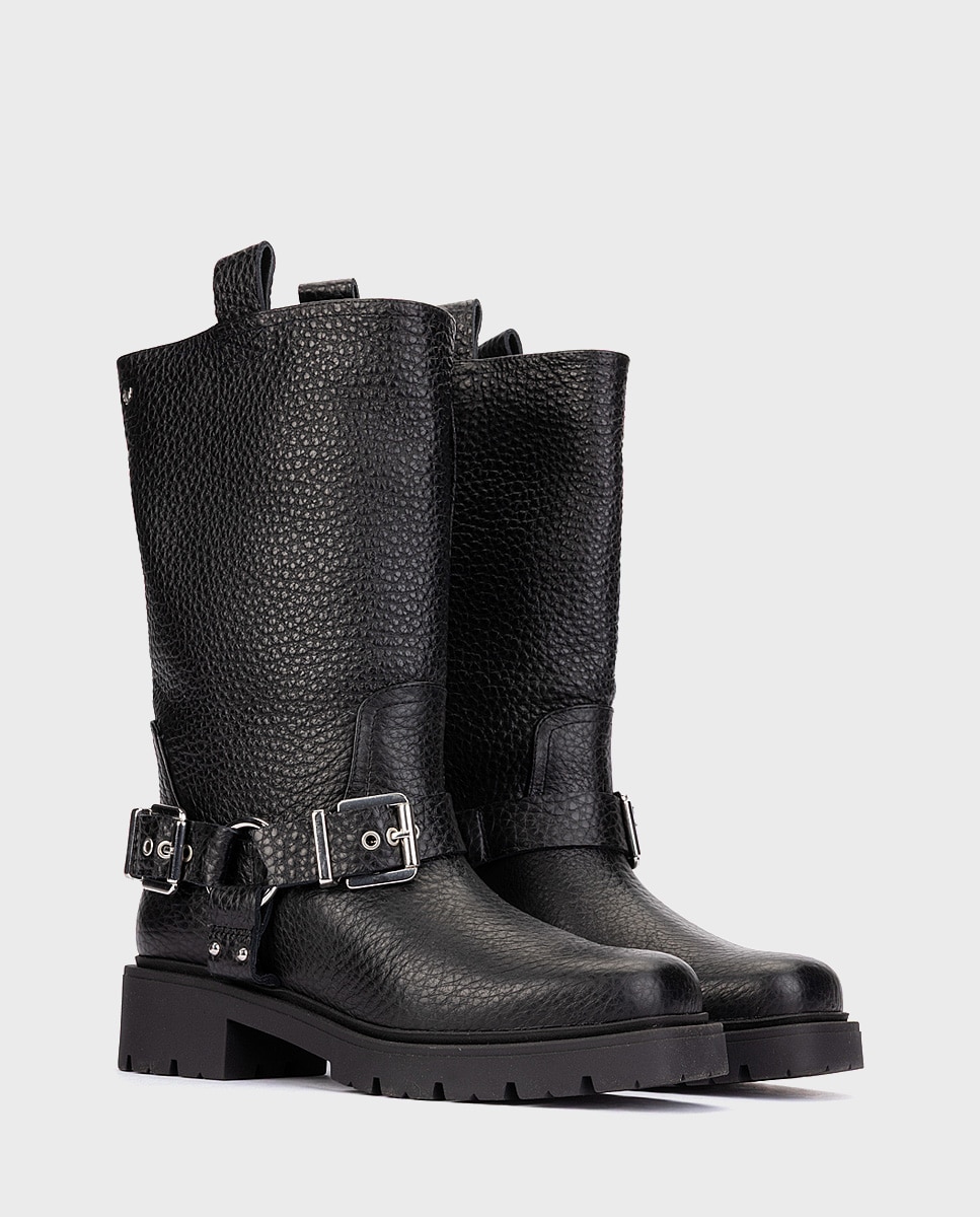 Imagen 3 de Botas de mujer de piel con correa en color - Martinelli - Negro Negro