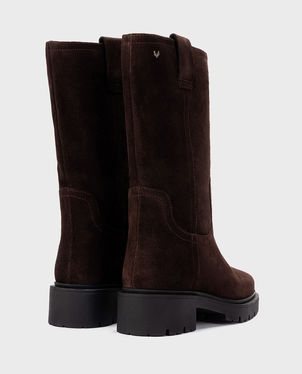 Botas de mujer de piel serraje - Martinelli - Marrón oscuro Marrón oscuro-2