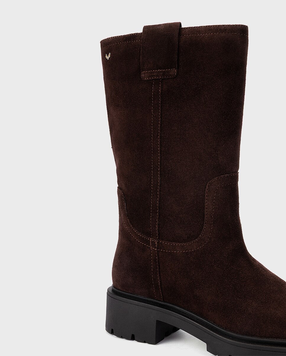 Botas de mujer de piel serraje - Martinelli - Marrón oscuro Marrón oscuro-4