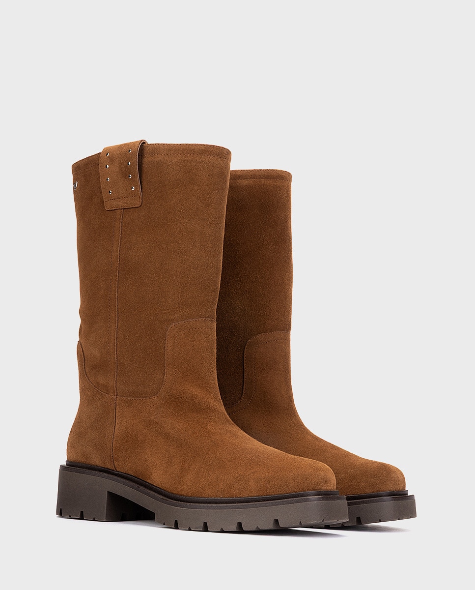 Botas de mujer de piel serraje - Martinelli - Marrón Marrón-3