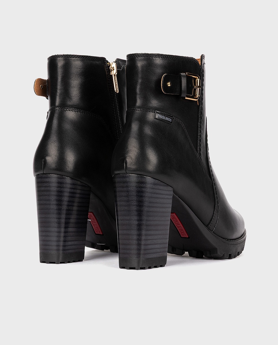 Imagen 2 de Botines de tacón de mujer de piel con cremallera - Pikolinos - Negro Negro