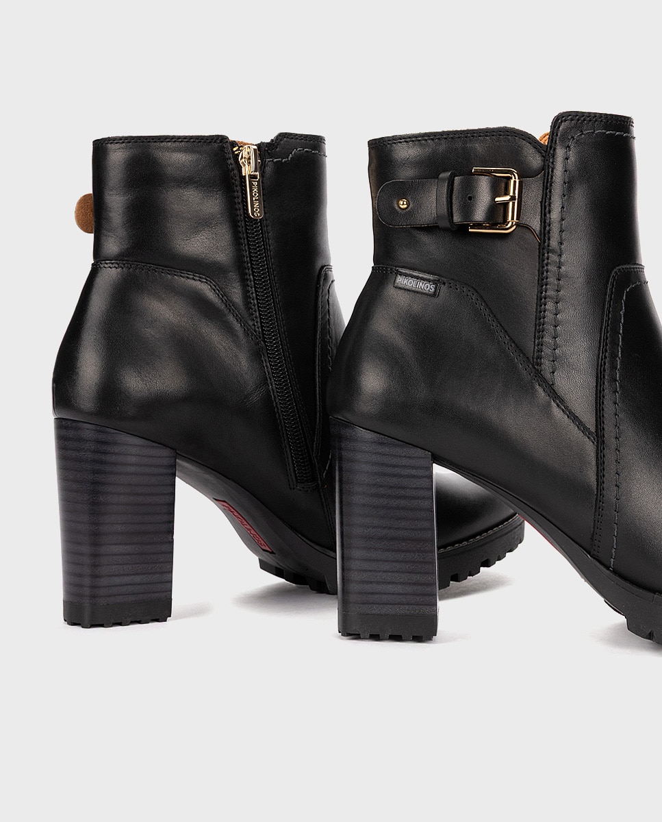 Imagen 4 de Botines de tacón de mujer de piel con cremallera - Pikolinos - Negro Negro