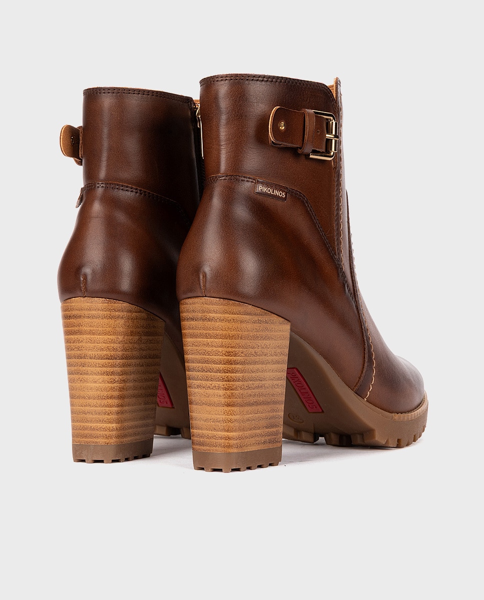 Imagen 2 de Botines de tacón de mujer de piel con cremallera - Pikolinos - Marrón Marrón