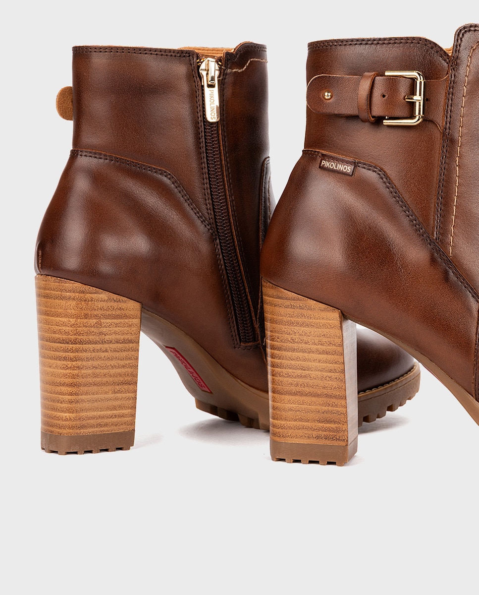 Imagen 4 de Botines de tacón de mujer de piel con cremallera - Pikolinos - Marrón Marrón