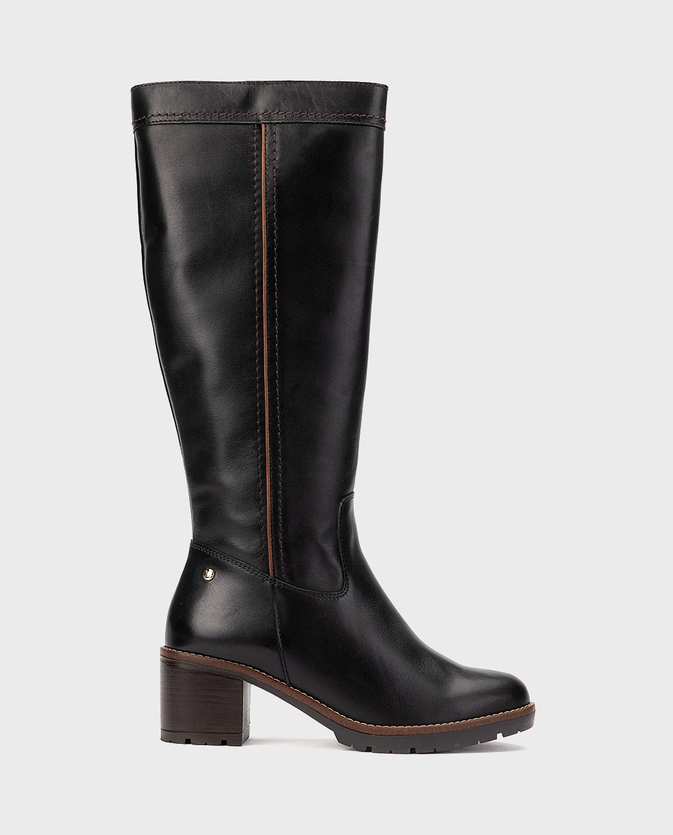 Imagen 0 de Botas de mujer de piel con cremallera Negro