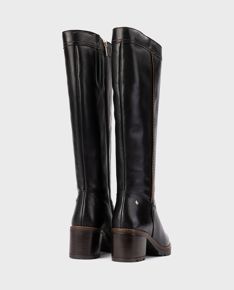 Botas de mujer de piel con cremallera - Pikolinos - Negro Negro-2