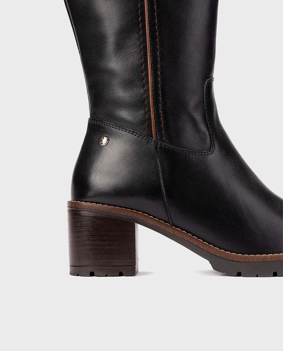 Botas de mujer de piel con cremallera - Pikolinos - Negro Negro-4