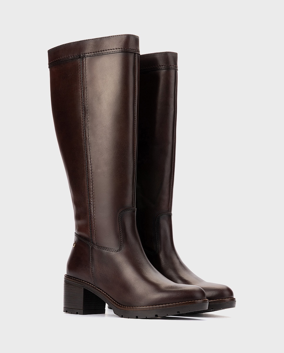 Botas de mujer de piel con cremallera - Pikolinos - Marrón oscuro Marrón oscuro-3