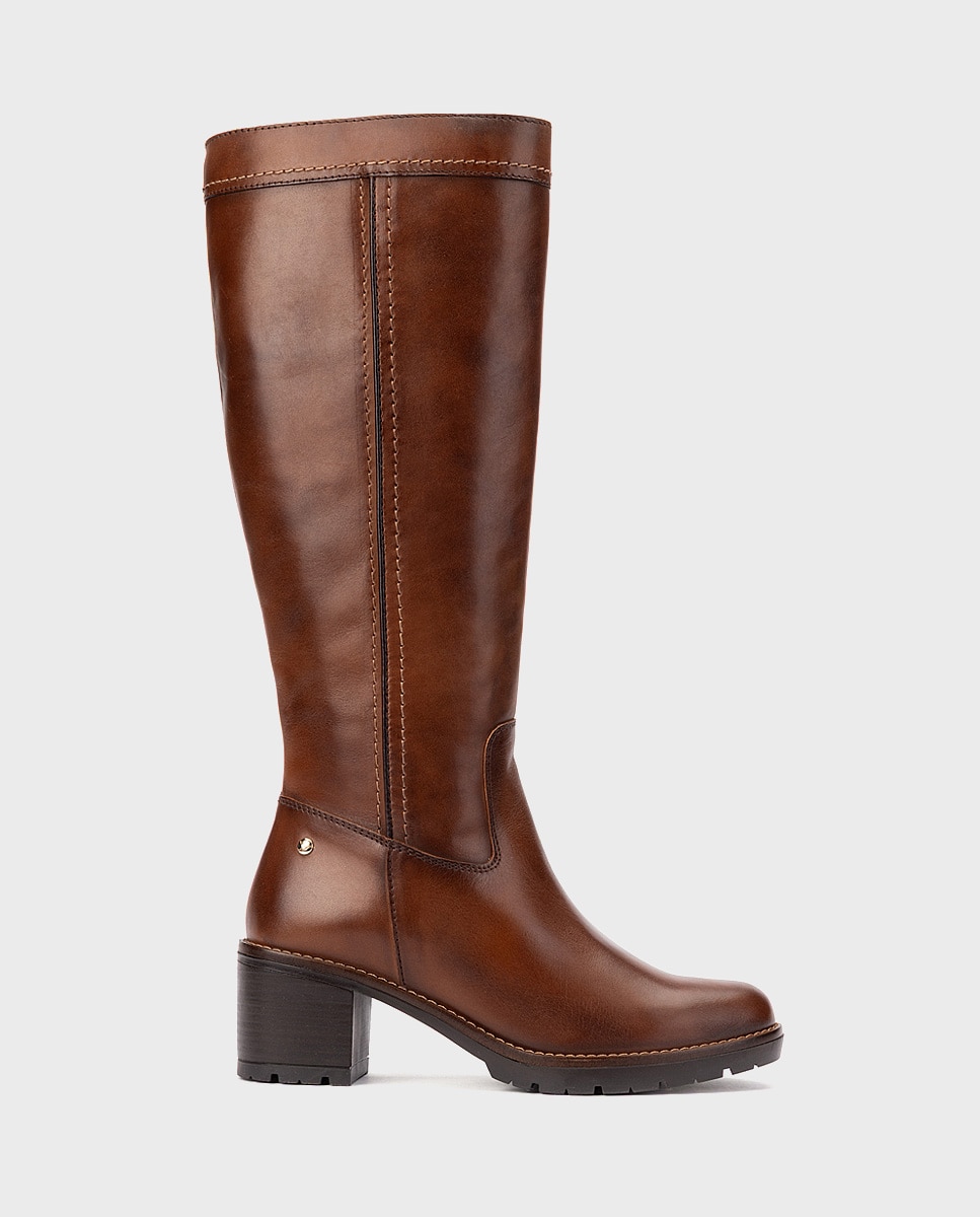 Botas de mujer de piel con cremallera - Pikolinos - Marrón Marrón-1
