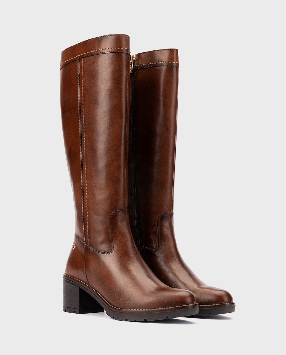 Botas de mujer de piel con cremallera - Pikolinos - Marrón Marrón-3