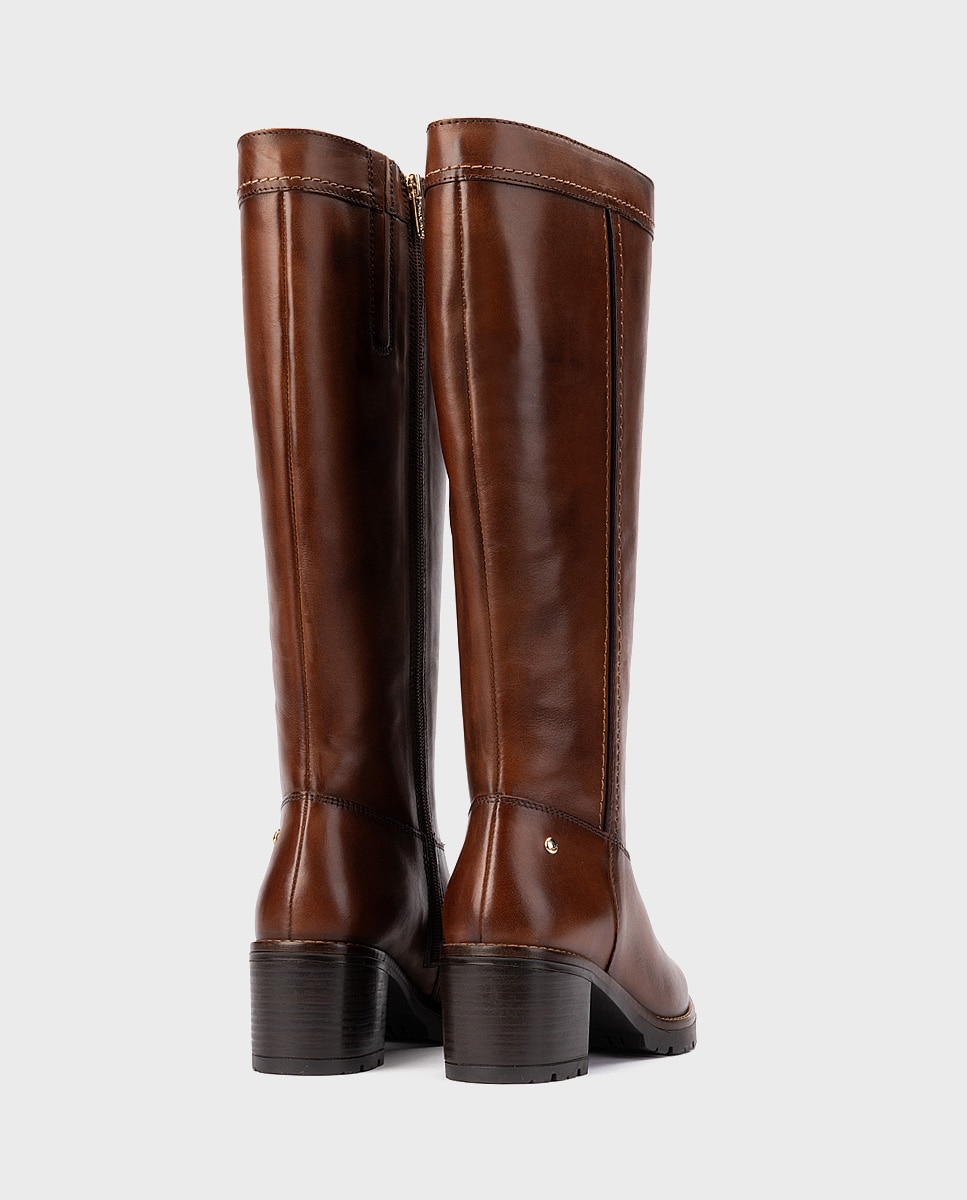 Botas de mujer de piel con cremallera - Pikolinos - Marrón Marrón-2