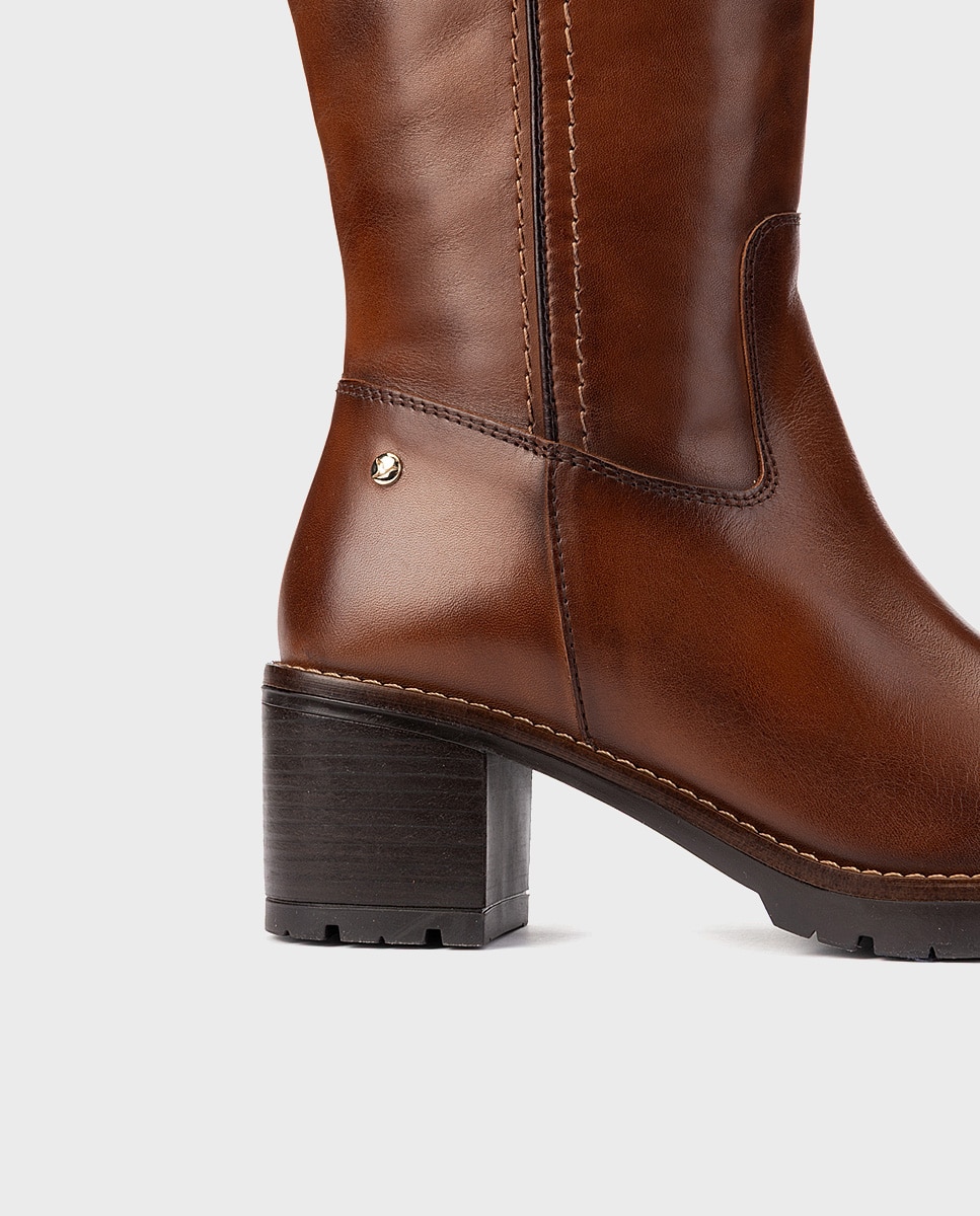 Botas de mujer de piel con cremallera - Pikolinos - Marrón Marrón-4