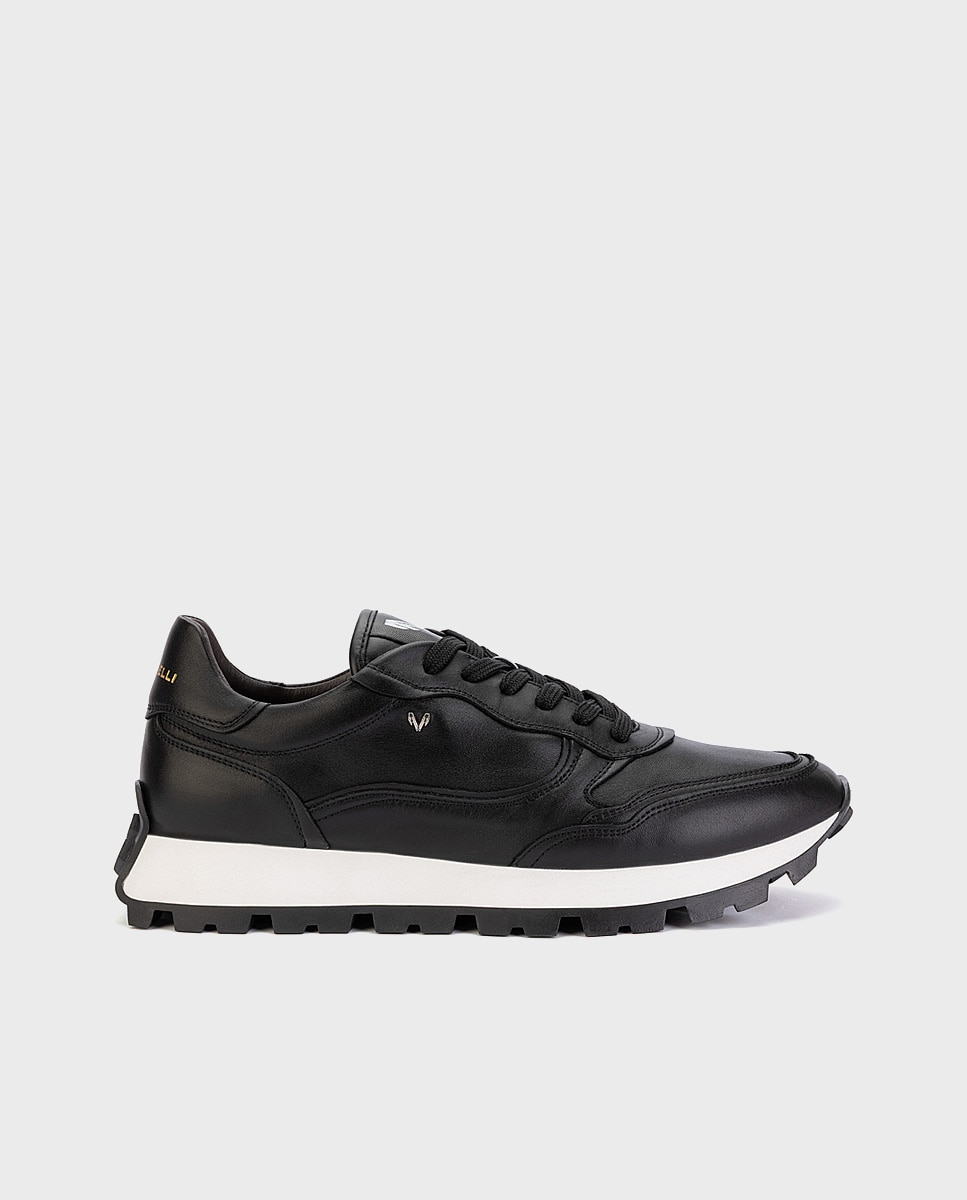 Imagen 0 de Zapatillas de hombre de piel con cordones en color negro Negro