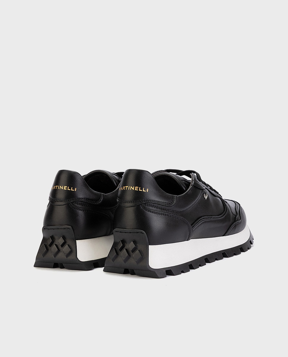 Zapatillas de hombre de piel con cordones en color - Martinelli - Negro Negro-2