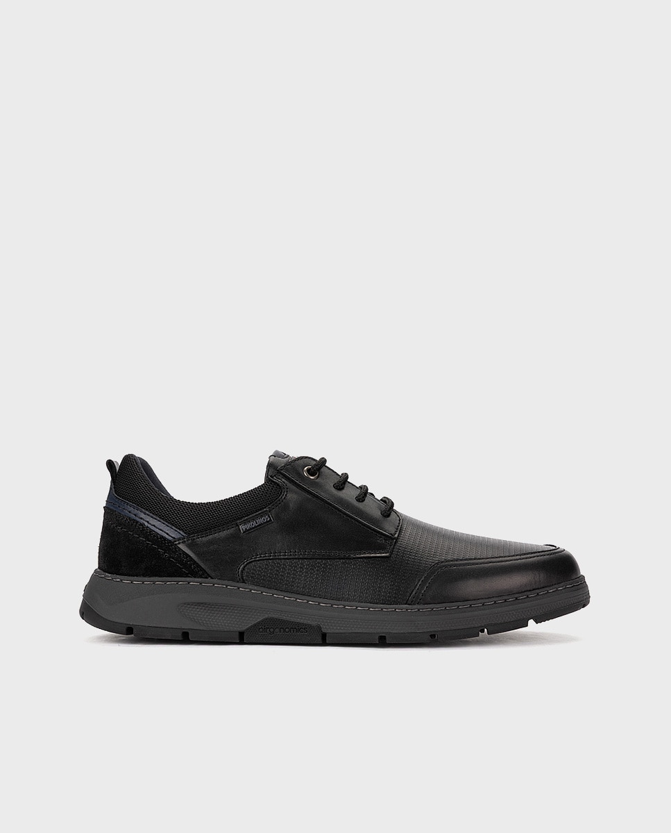 Imagen 0 de Zapatos de cordones de hombre de piel con plantilla acolchada memory foam y suela extraligera Negro