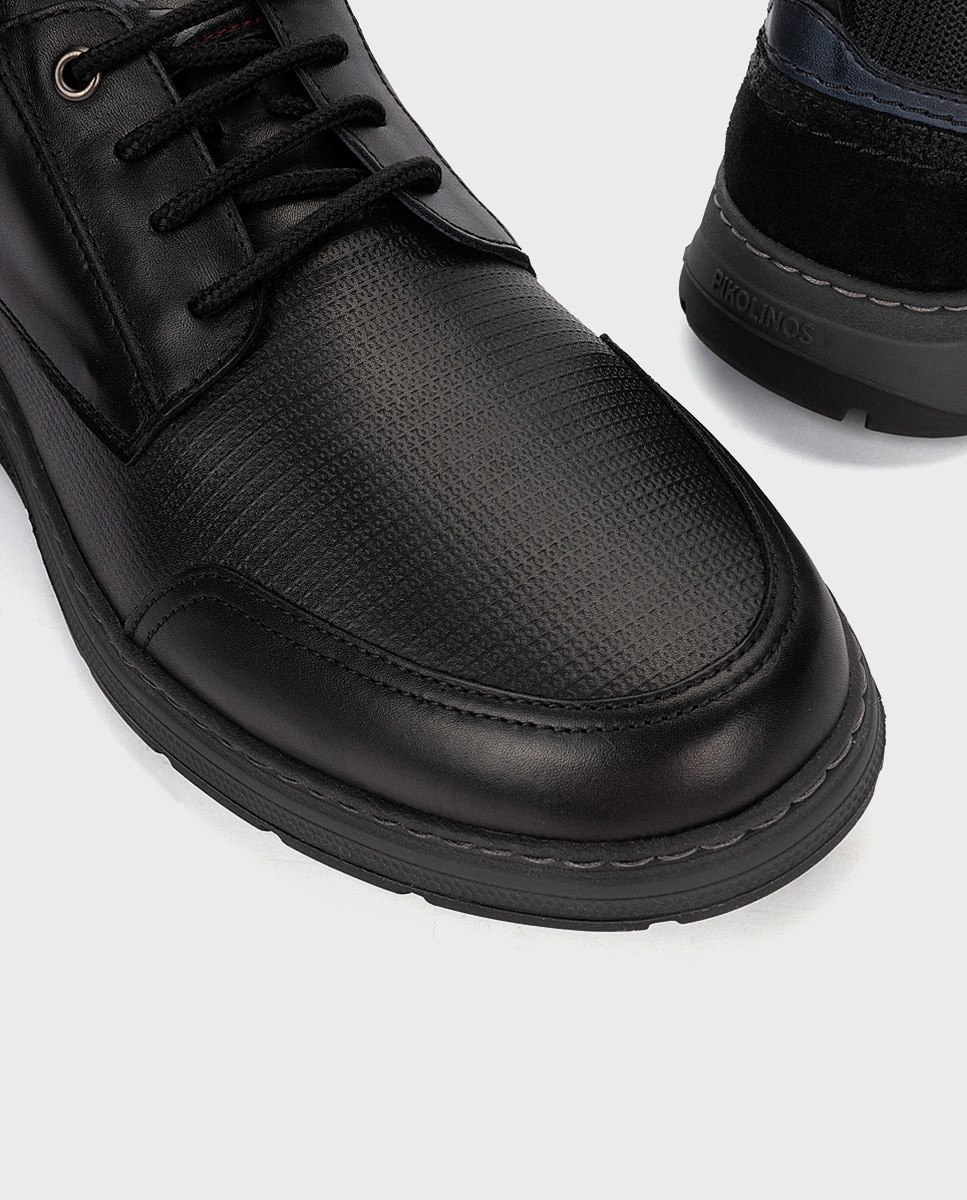 Imagen 4 de Zapatos de cordones de hombre de piel con plantilla acolchada memory foam y suela extraligera - Pikolinos - Negro Negro