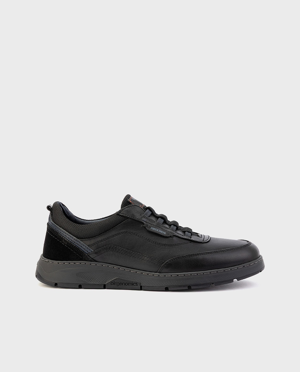 Imagen 0 de Zapatillas de hombre de piel con plantilla acolchada memory foam y suela extraligera Negro
