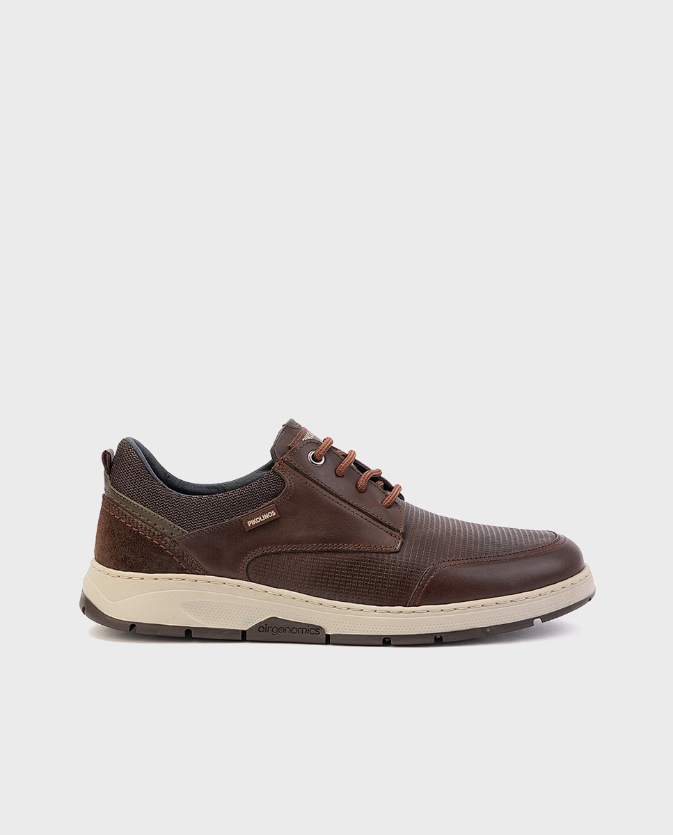 Imagen 0 de Zapatos de cordones de hombre de piel con plantilla acolchada memory foam y suela extraligera Marrón oscuro