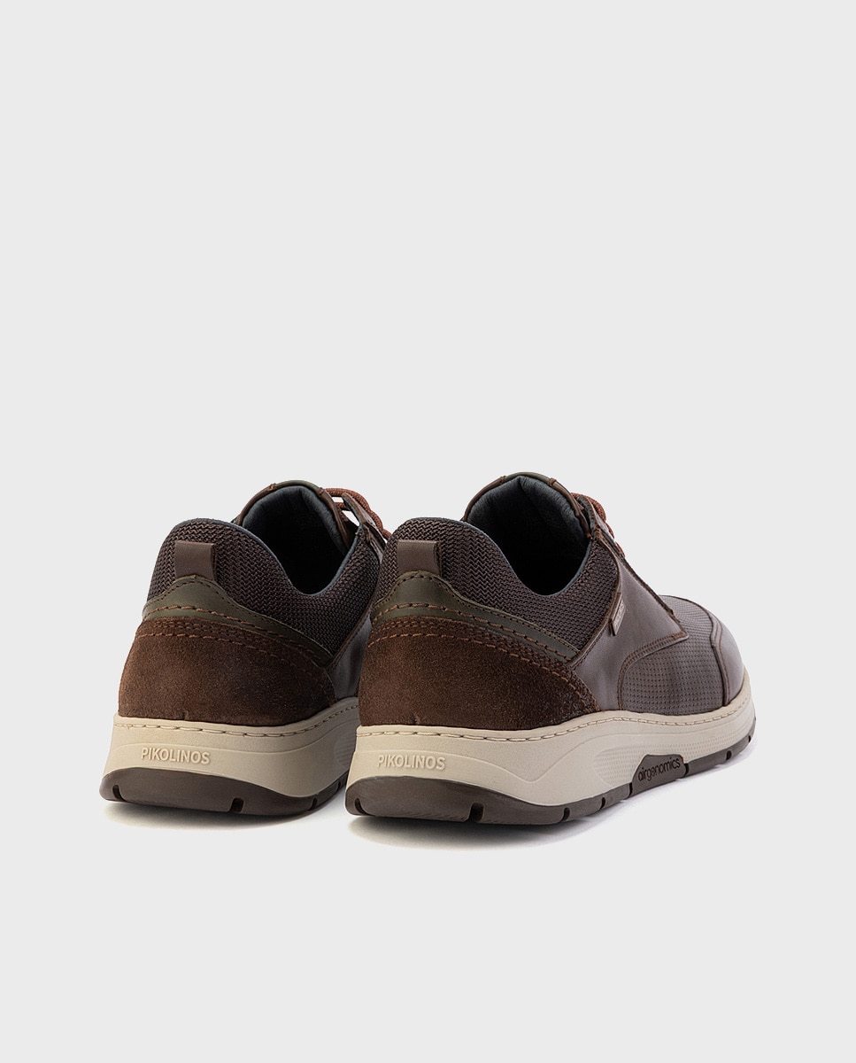 Zapatos de cordones de hombre de piel con plantilla acolchada memory foam y suela extraligera - Pikolinos - Marrón oscuro Marrón oscuro-2