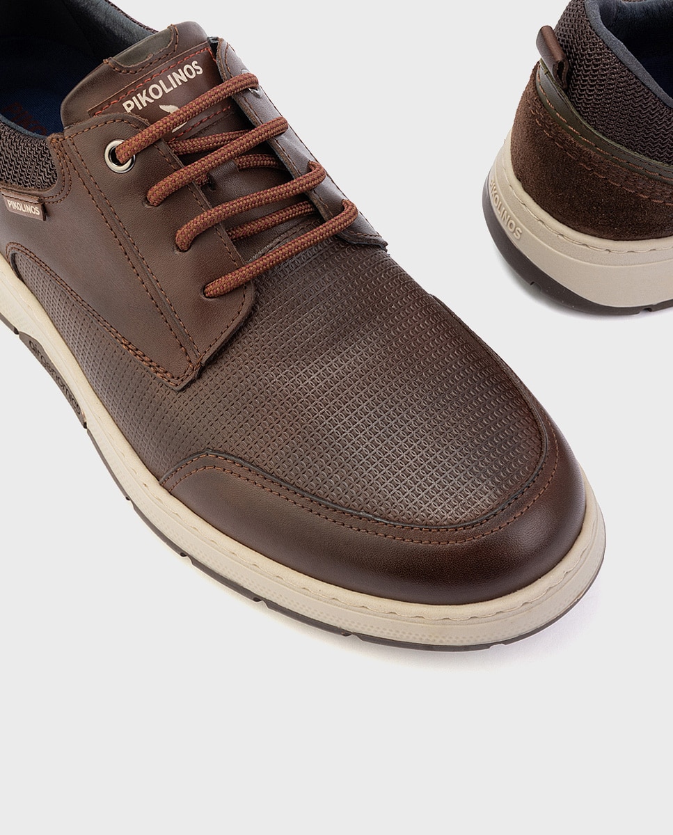 Zapatos de cordones de hombre de piel con plantilla acolchada memory foam y suela extraligera - Pikolinos - Marrón oscuro Marrón oscuro-4