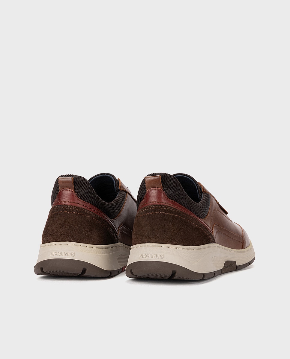 Imagen 2 de Zapatillas de hombre de piel con plantilla acolchada memory foam y suela extraligera - Pikolinos - Marrón Marrón