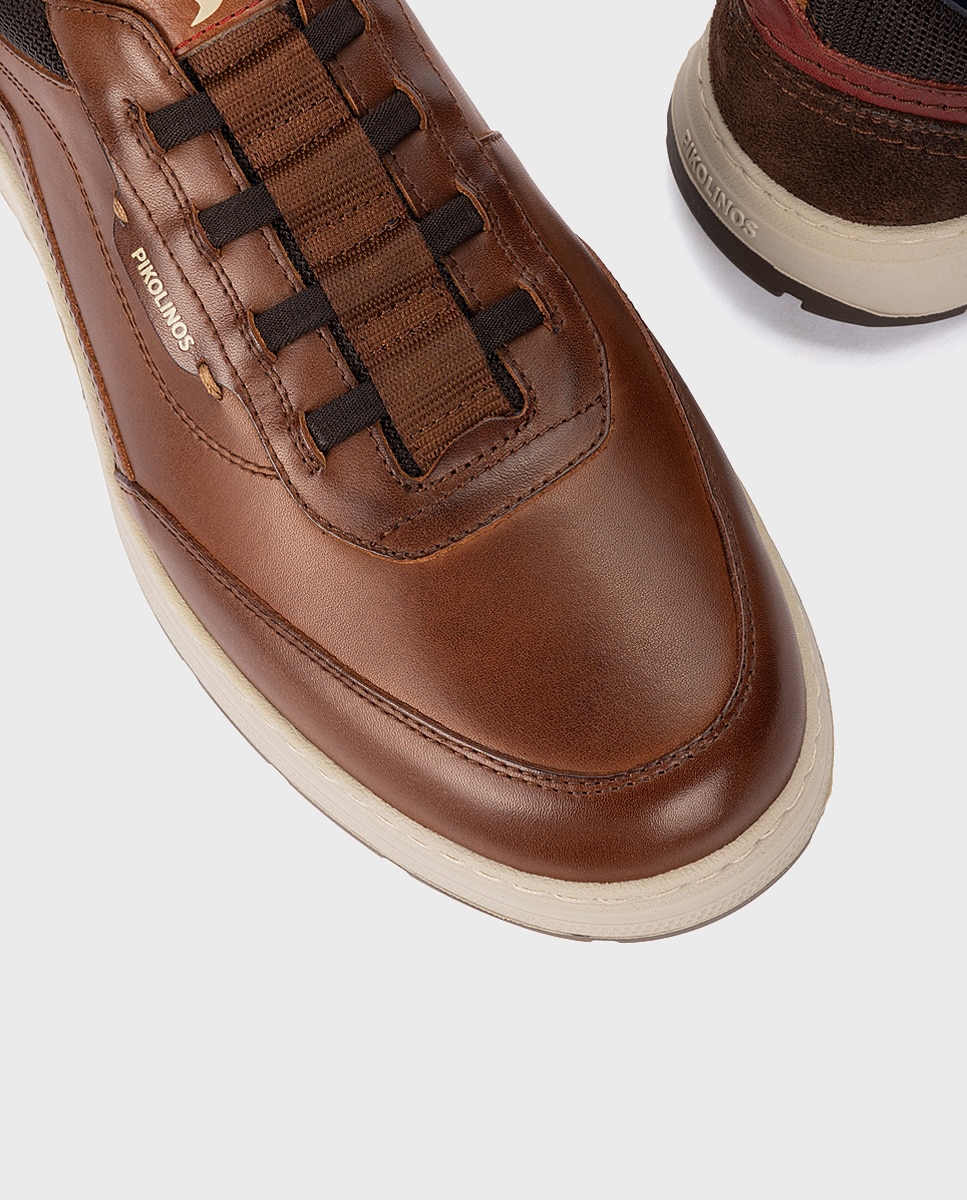 Imagen 4 de Zapatillas de hombre de piel con plantilla acolchada memory foam y suela extraligera - Pikolinos - Marrón Marrón
