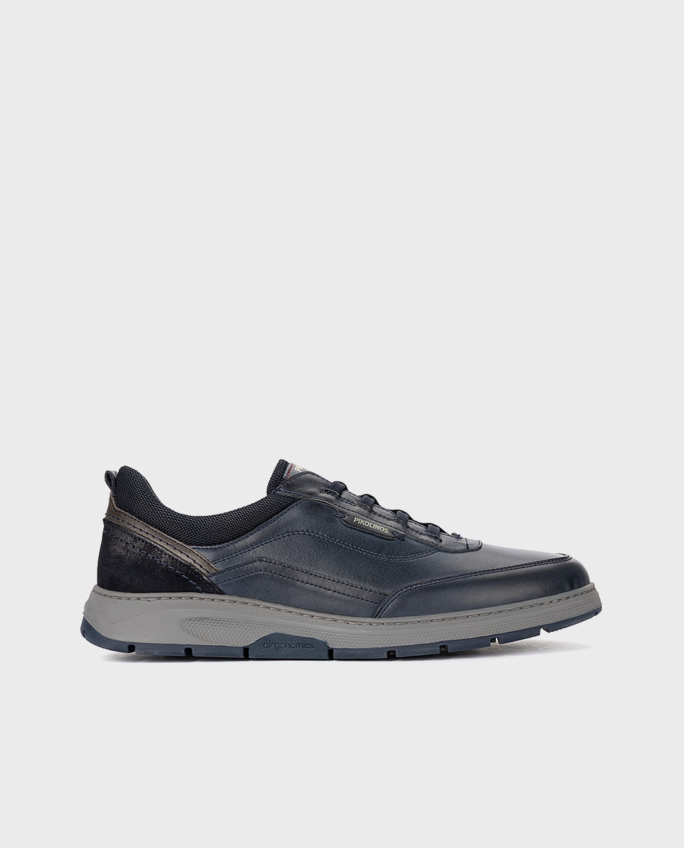 Imagen 0 de Zapatillas de hombre de piel con plantilla acolchada memory foam y suela extraligera Azul