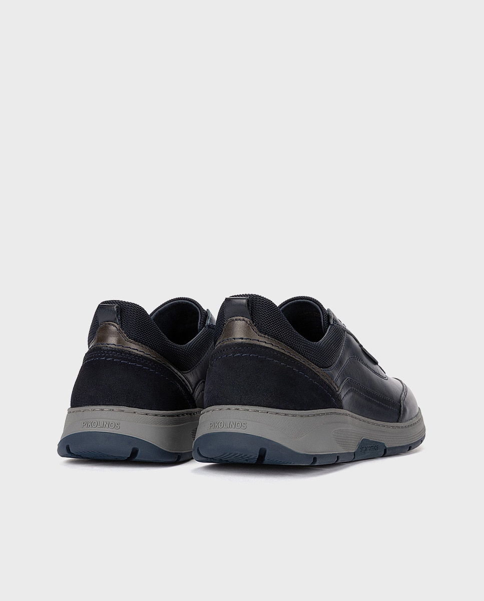 Imagen 2 de Zapatillas de hombre de piel con plantilla acolchada memory foam y suela extraligera - Pikolinos - Azul Azul
